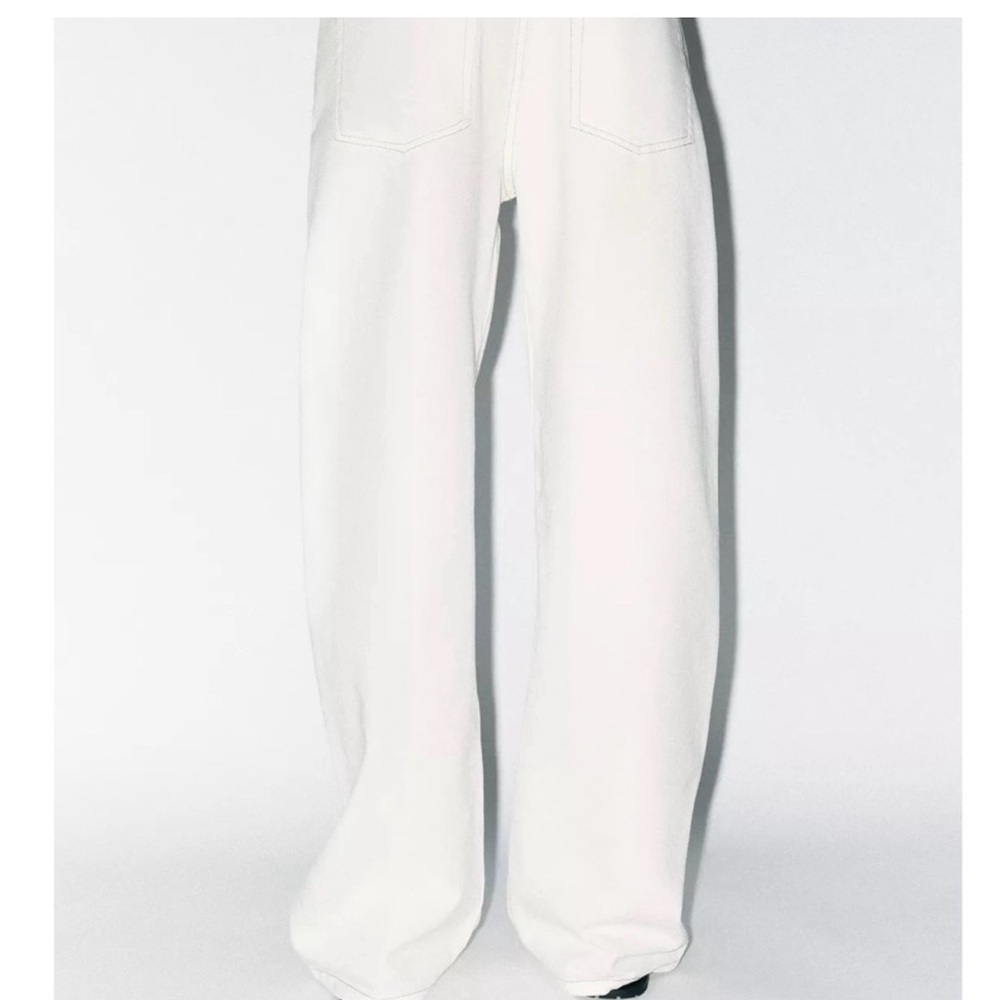 Zara low rise White Wide Leg Jeans pants summer full length 8 - Picture 3 of 8